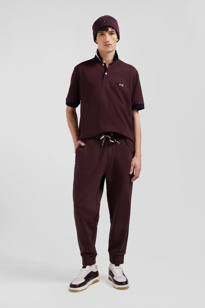 Pantalon jogging en molleton gratté bordeaux coupe Relaxed