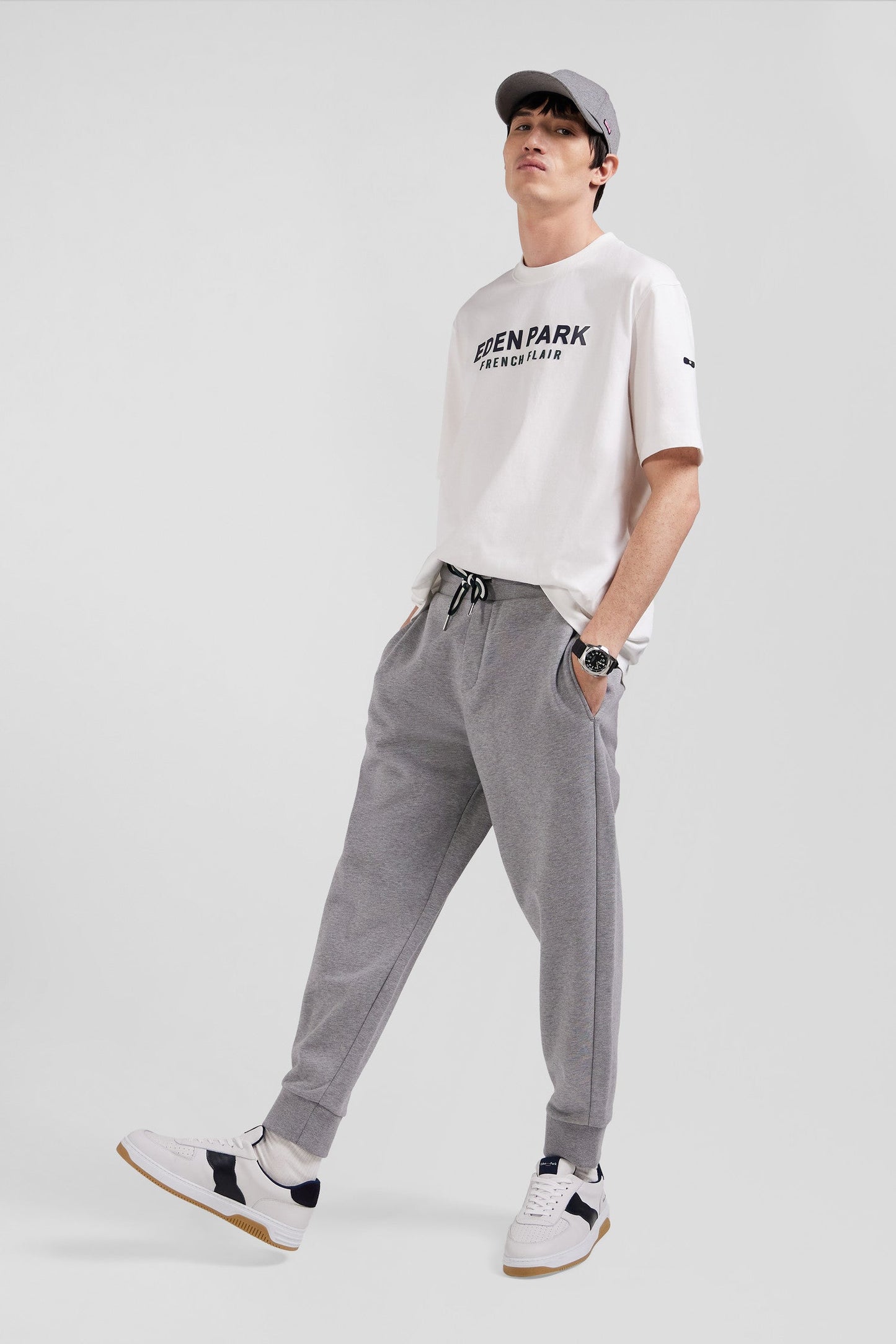 Pantalon jogging en molleton gratté gris coupe Relaxed - Image 3