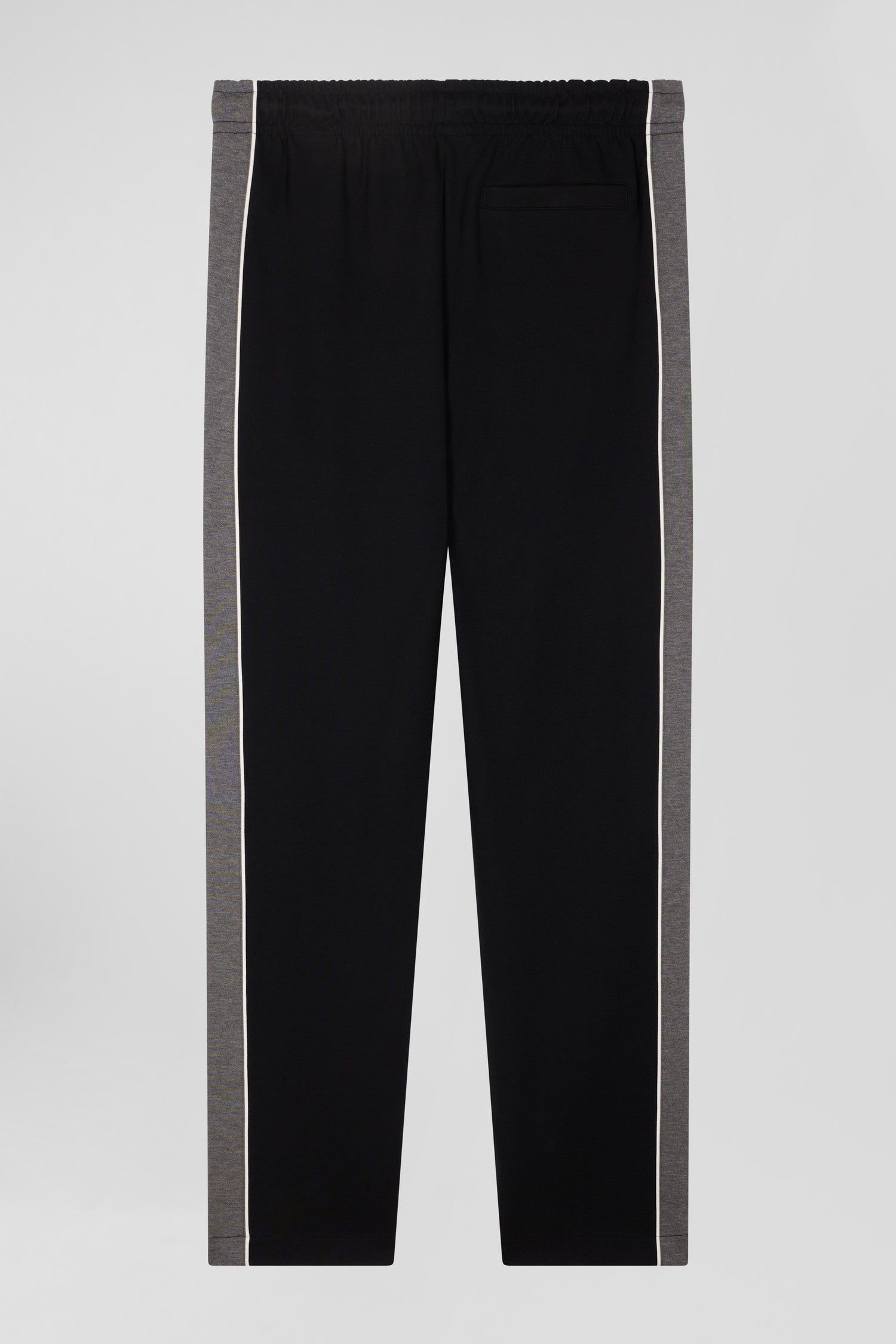 Pantalon jogging en coton mélangé noir coupe Regular passepoil jambes