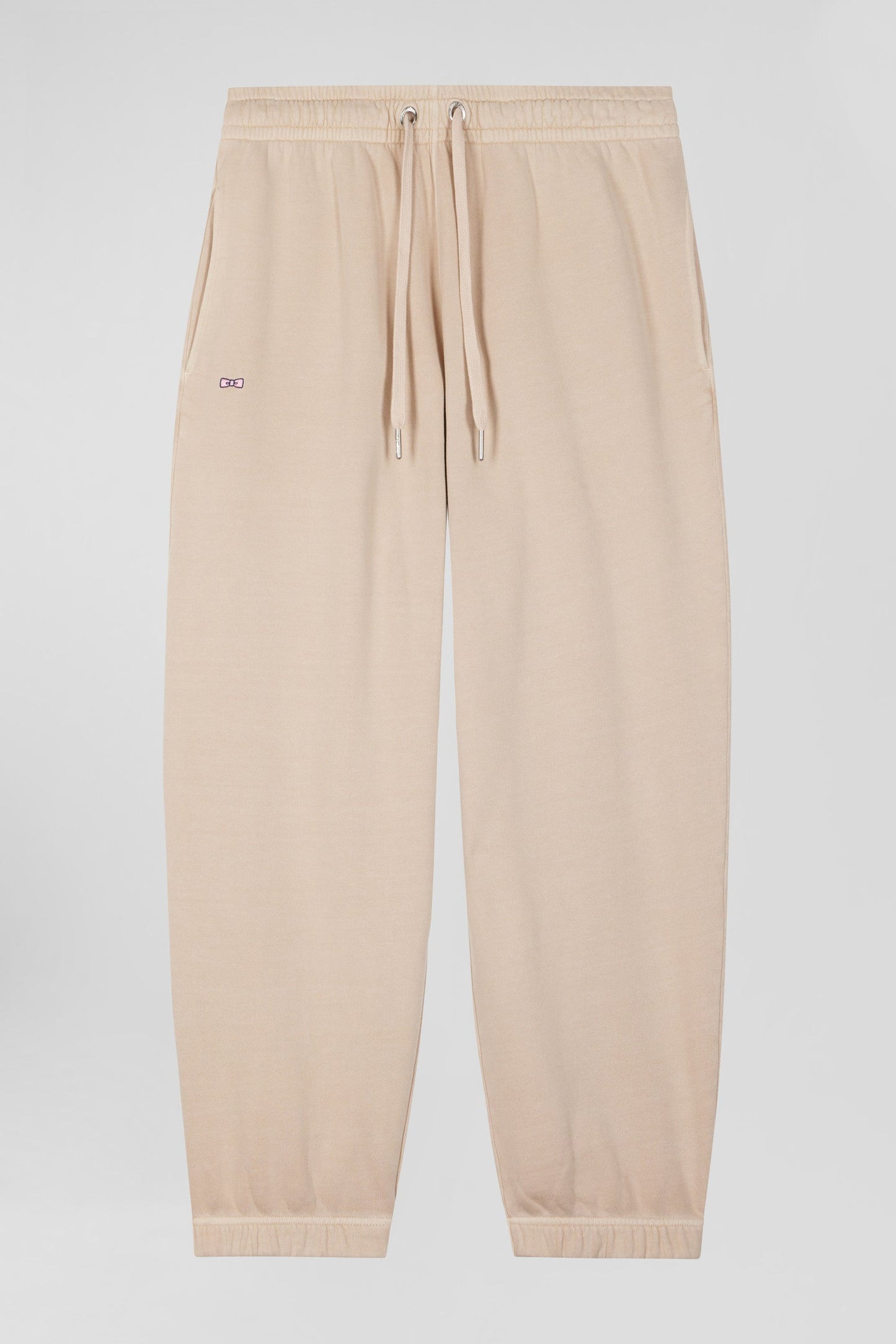 Jogging unisexe en molleton coton beige surteint coupe Relaxed - Image 3