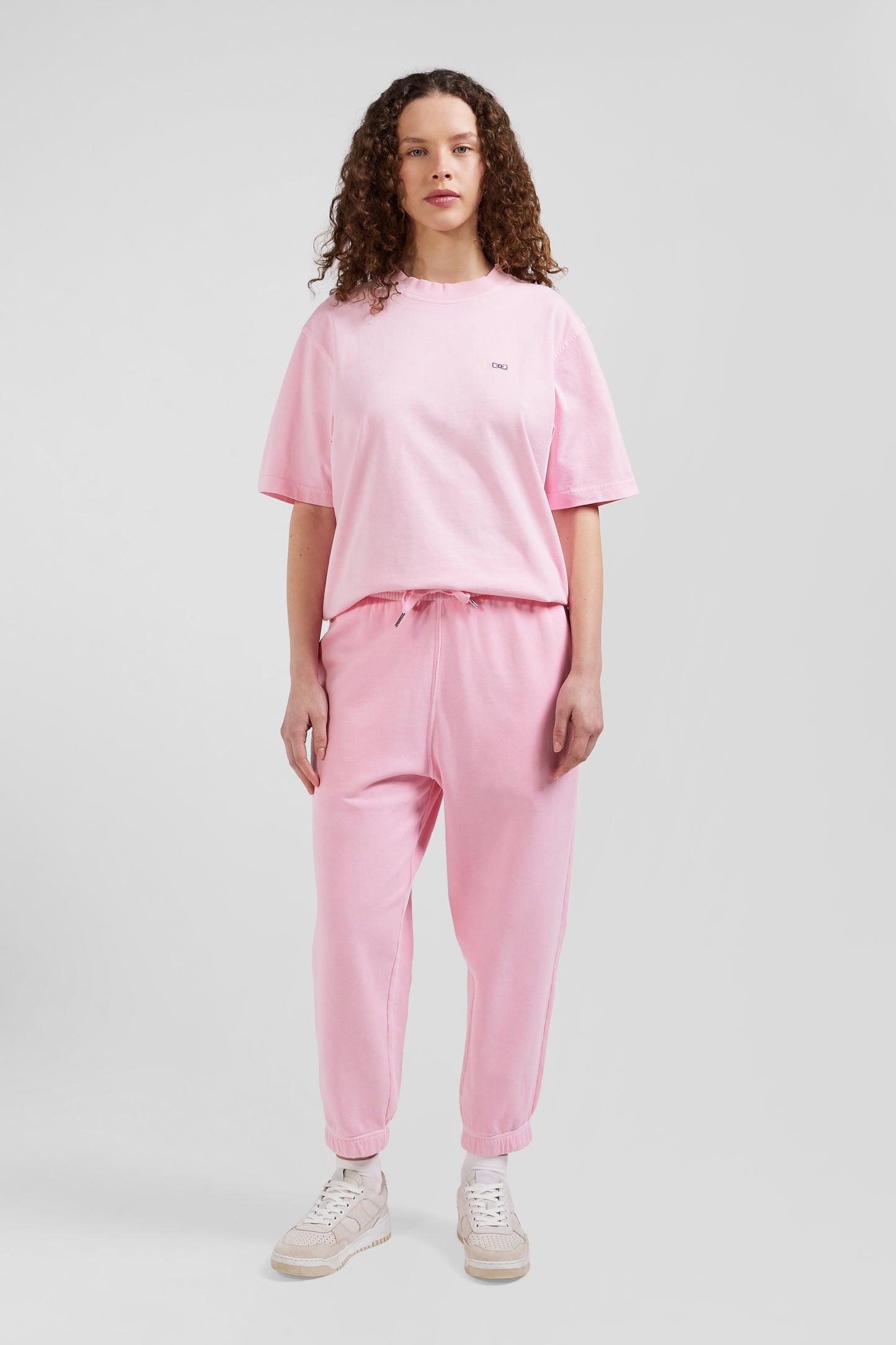 Jogging unisexe en molleton coton rose surteint coupe Relaxed - Image 2