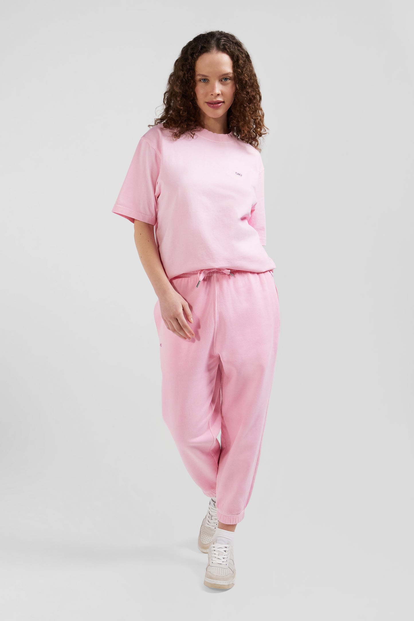 Jogging unisexe en molleton coton rose surteint coupe Relaxed - Image 5