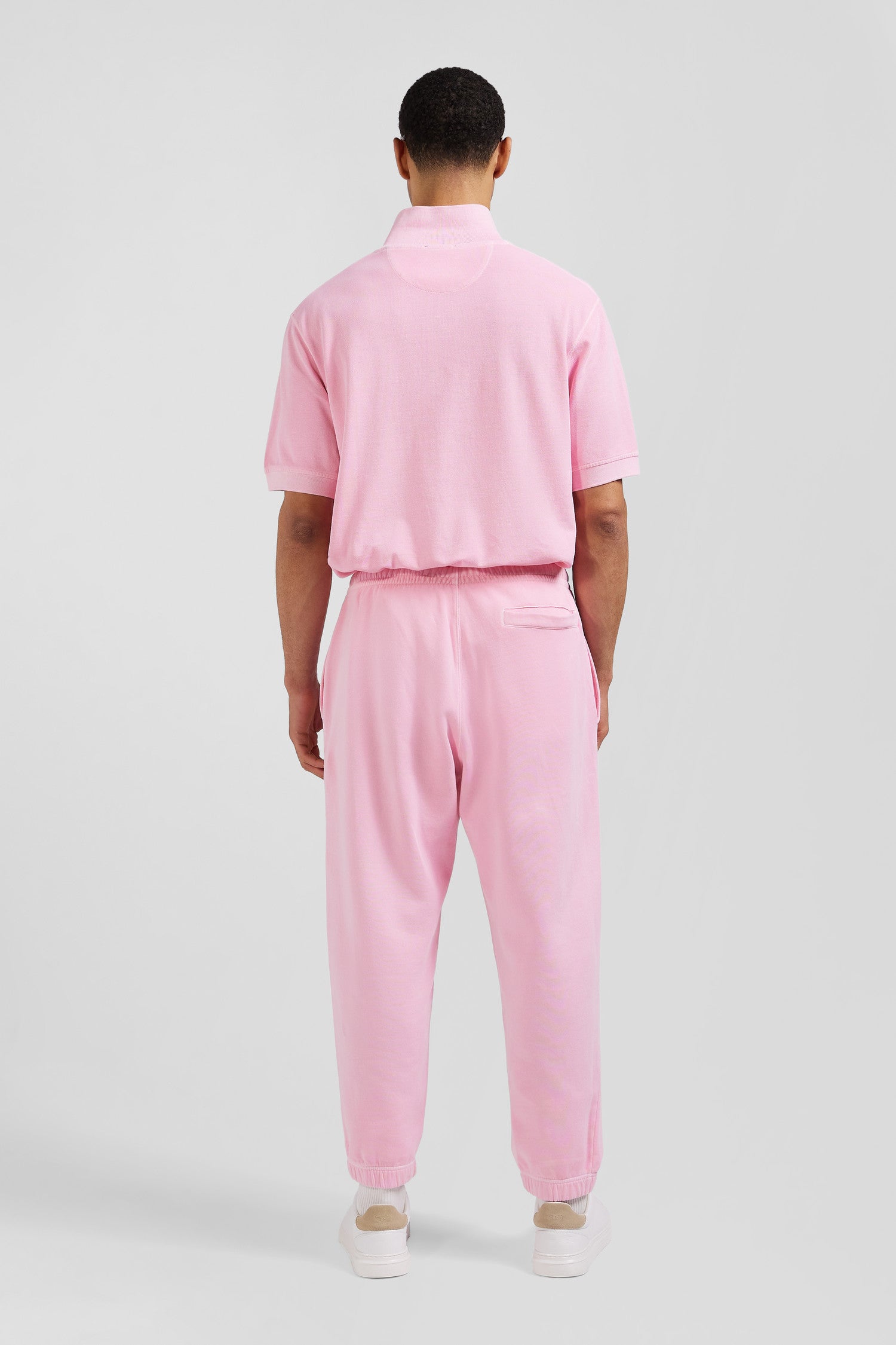 Jogging unisexe en molleton coton rose surteint coupe Relaxed