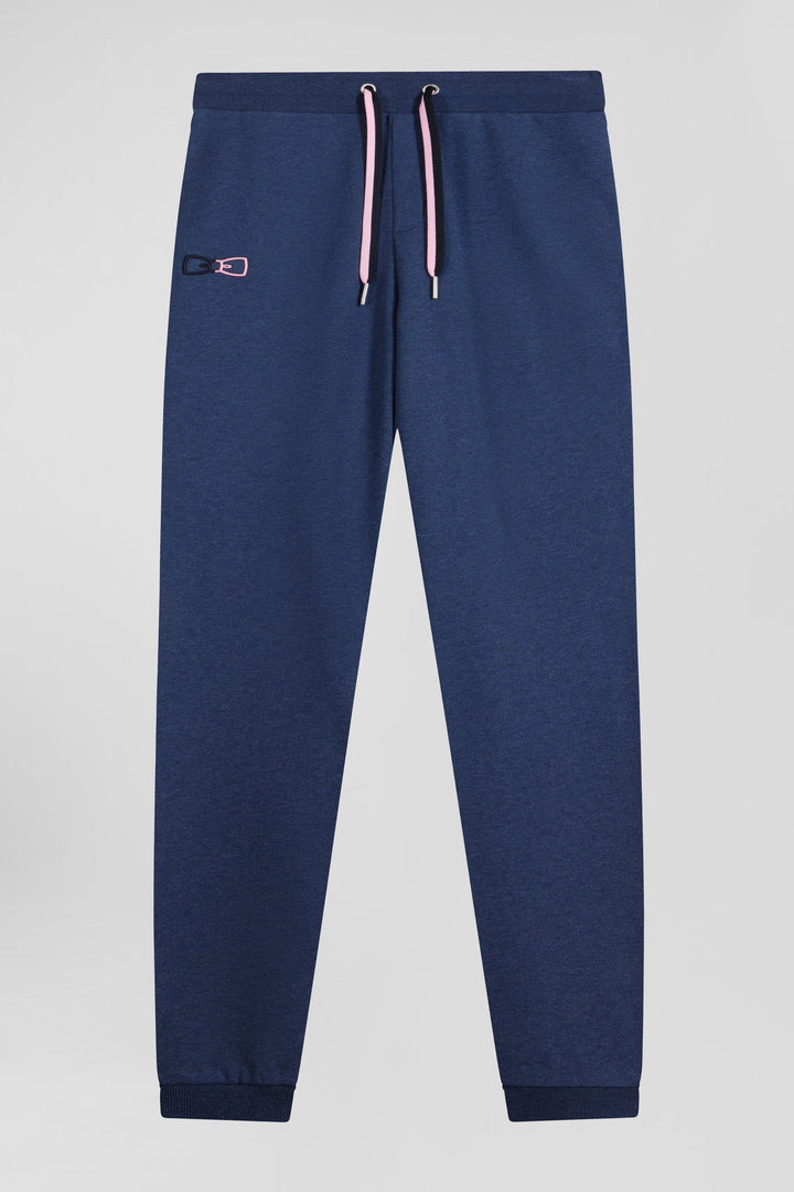 Pantalon jogging en molleton coton gratté bleu marine coupe Regular alt view