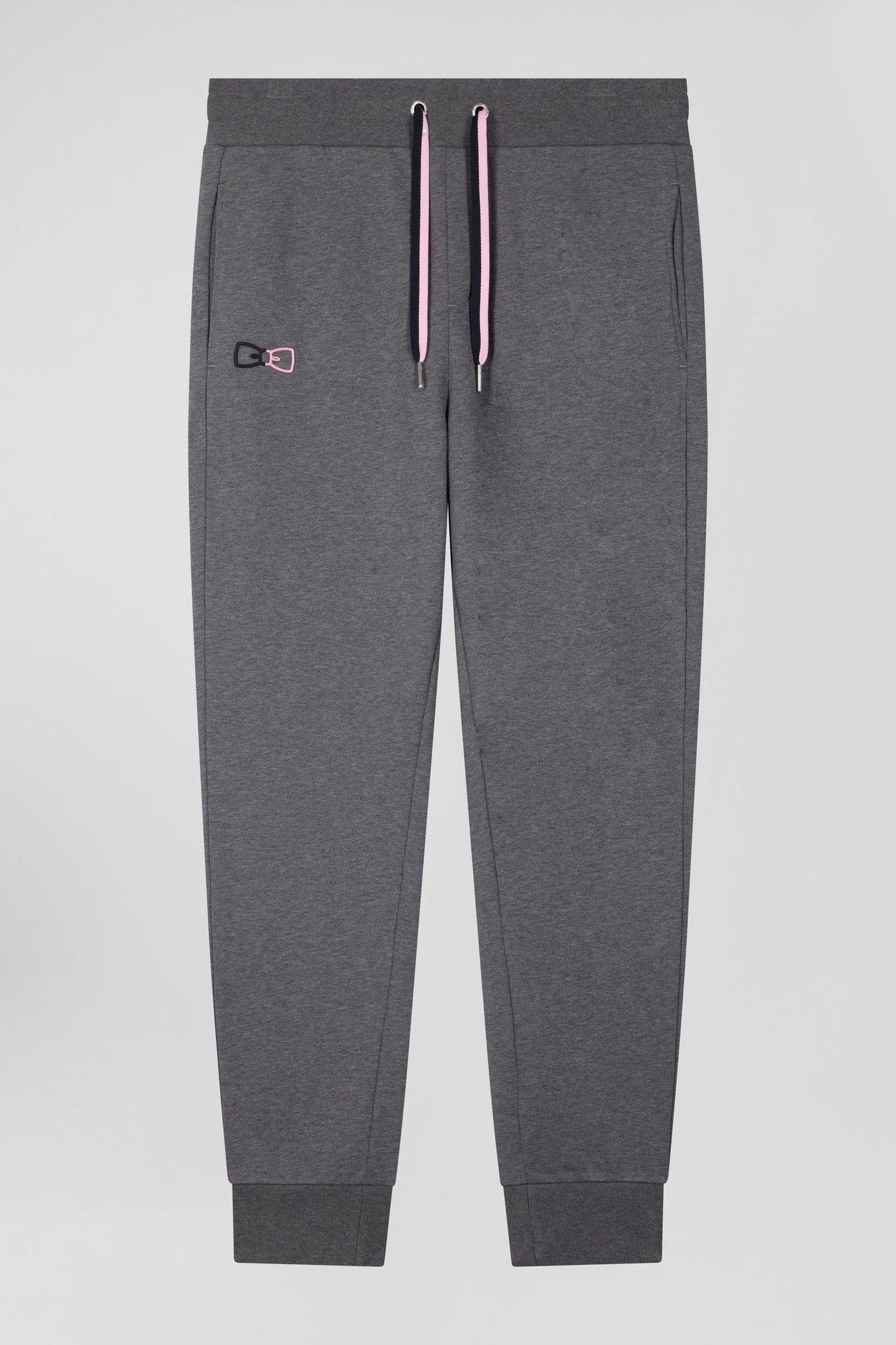 Pantalon jogging en molleton coton gratté gris coupe Regular - Image 2