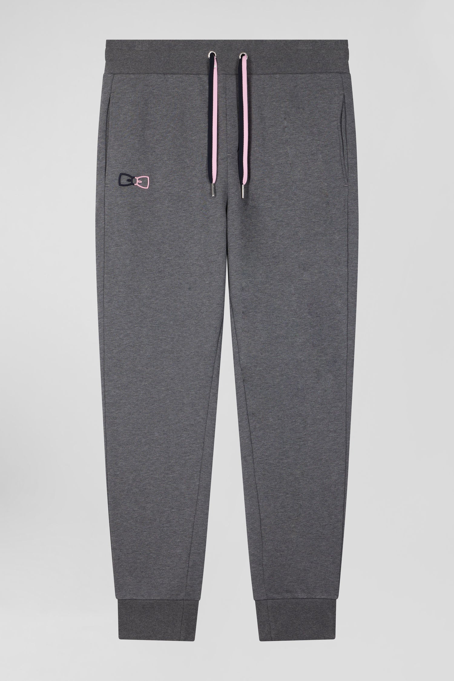 Pantalon jogging en molleton coton gratté gris coupe Regular