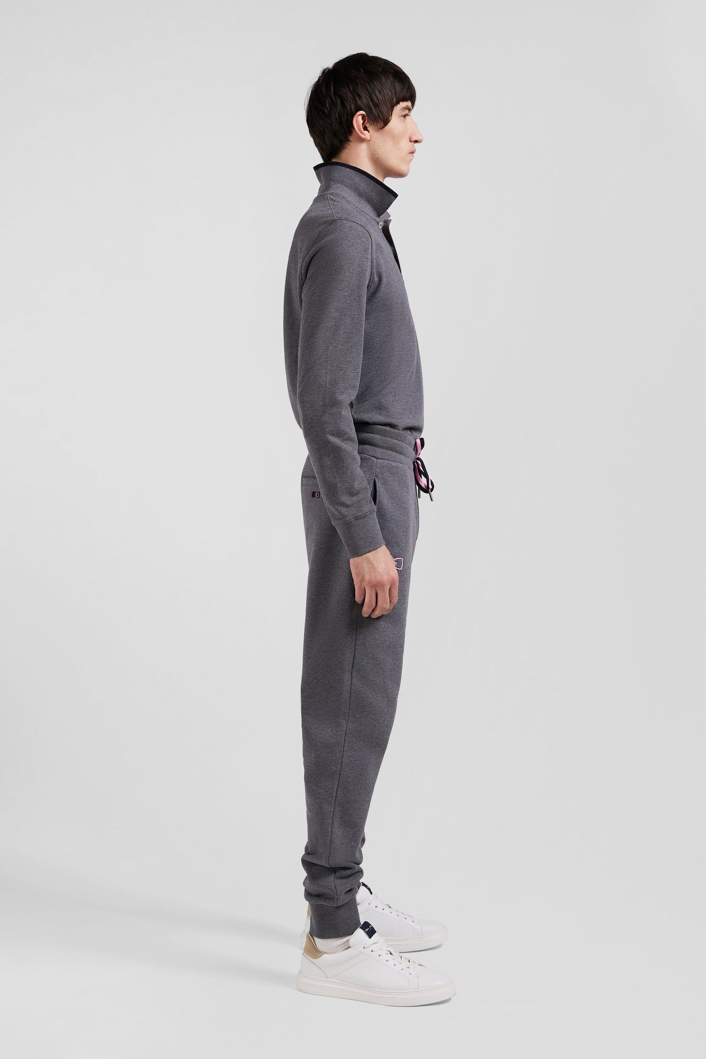 Pantalon jogging en molleton coton gratté gris coupe Regular - Image 5