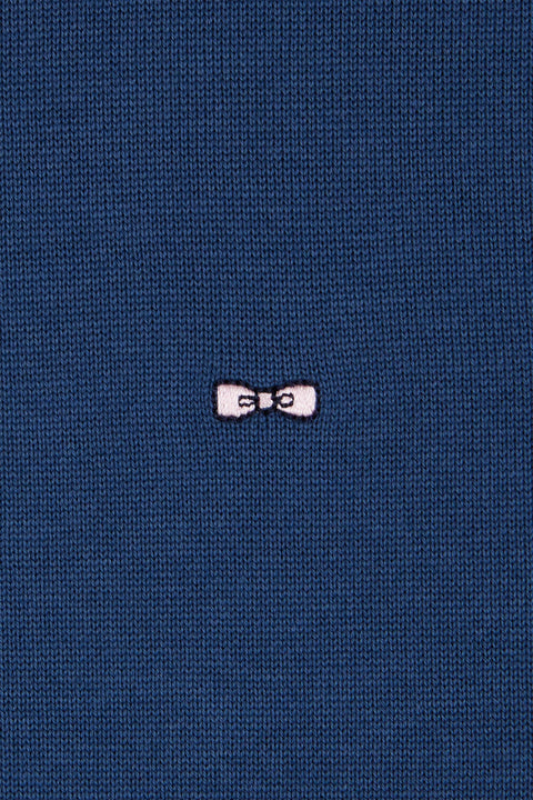 Maillot en coton bleu foncé col contrasté coupe Regular - Image 3