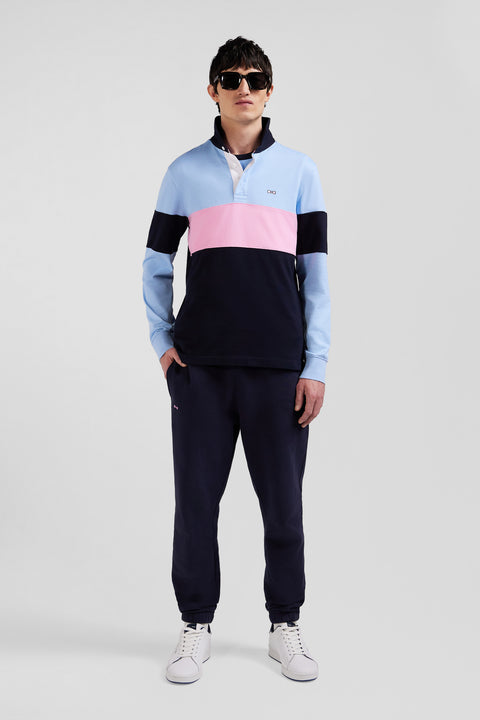 Maillot manches longues colorblock ciel en coton broderie dos Eden Park 10 - Image 1