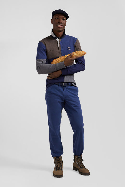 Maillot manches longues coupé-cousu en coton bleu marine coupe Regular - Image 3