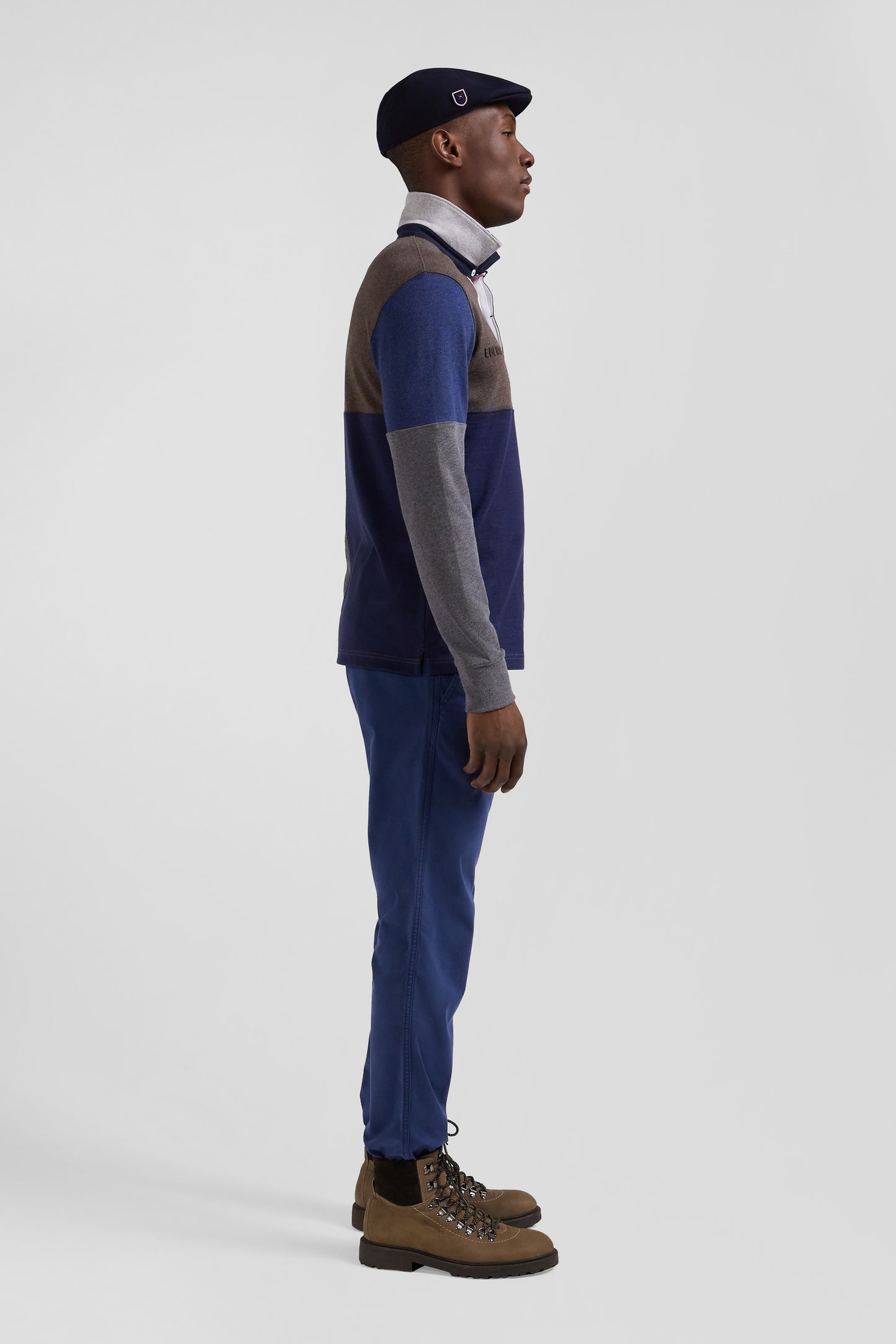 Navy blue cotton cut and sewn regular fit long-sleeved jersey