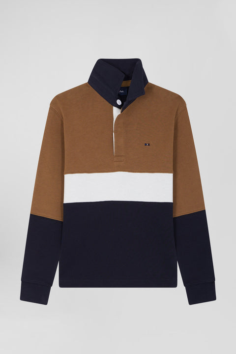 Maillot manches longues tricolore en coton noisette coupe Regular - Image 2