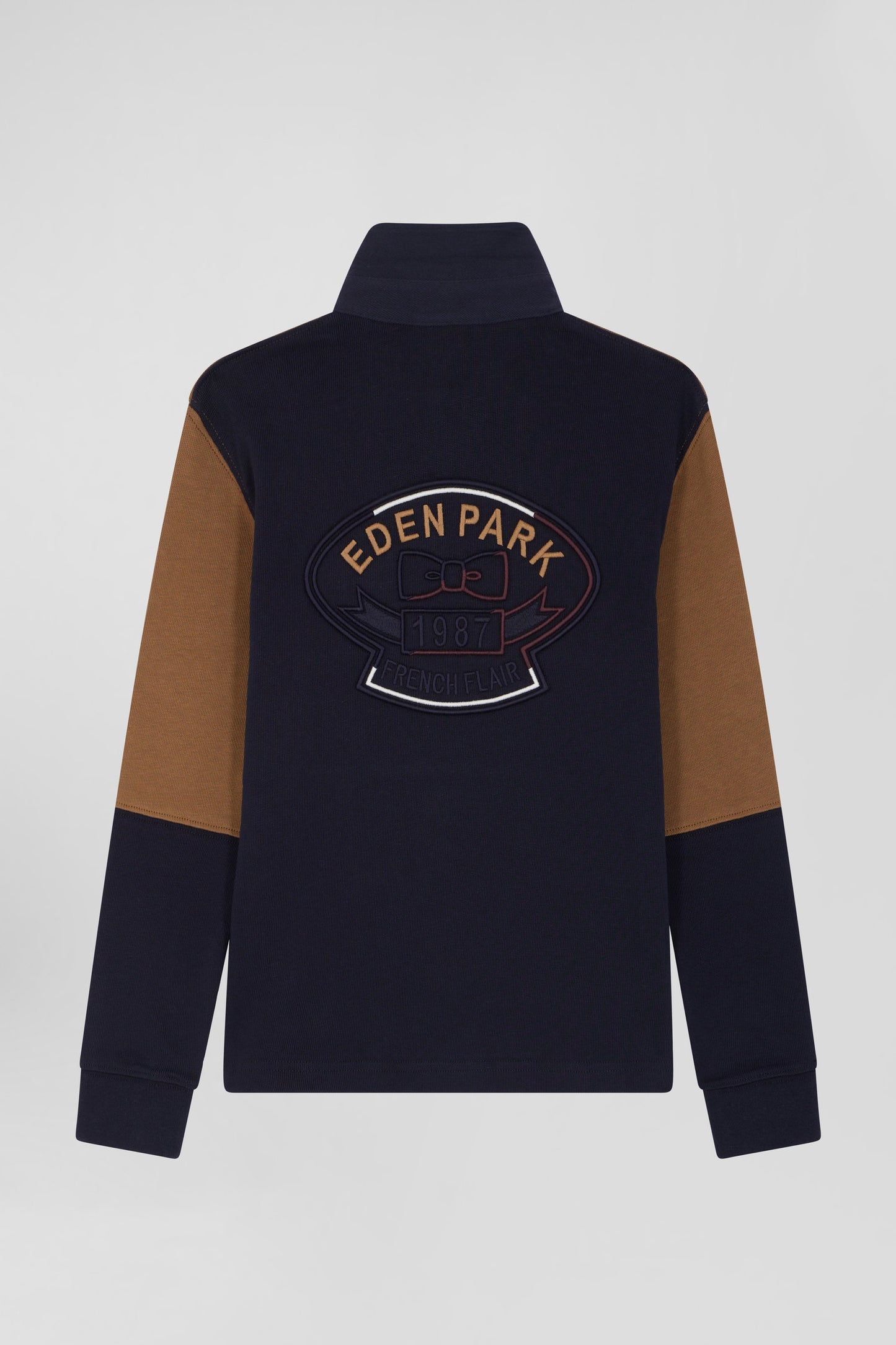 Long-sleeved jersey in hazelnut cotton, regular fit