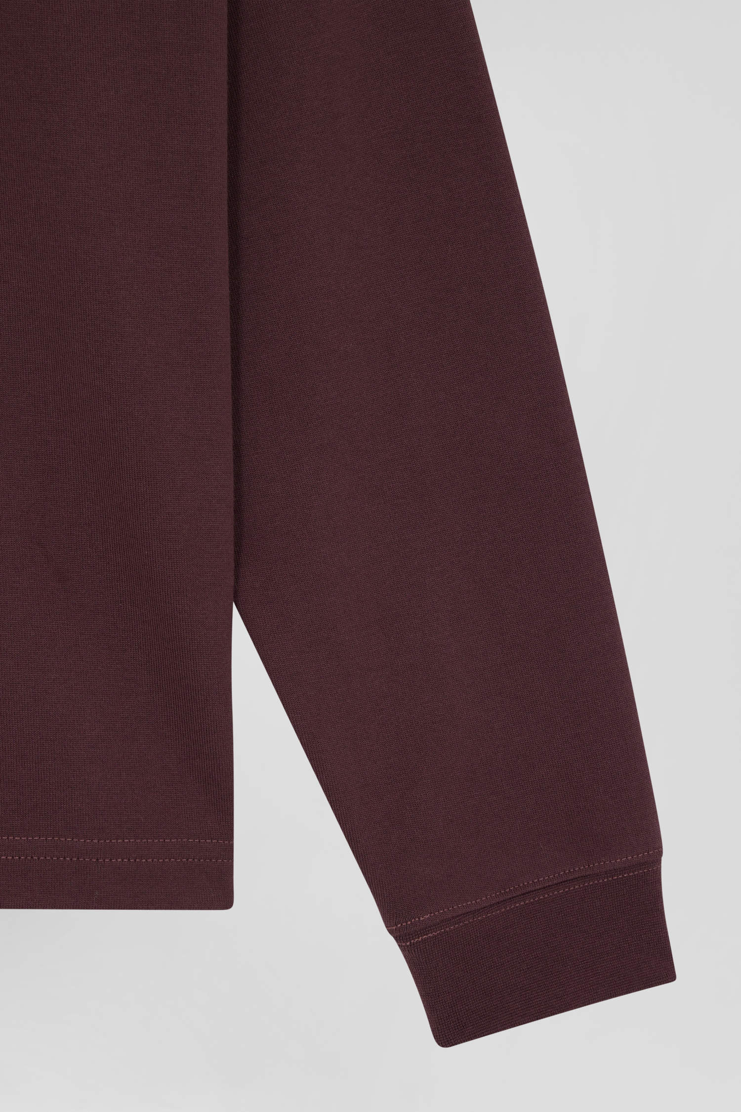 Relaxed burgundy long-sleeved cotton rugby shirt