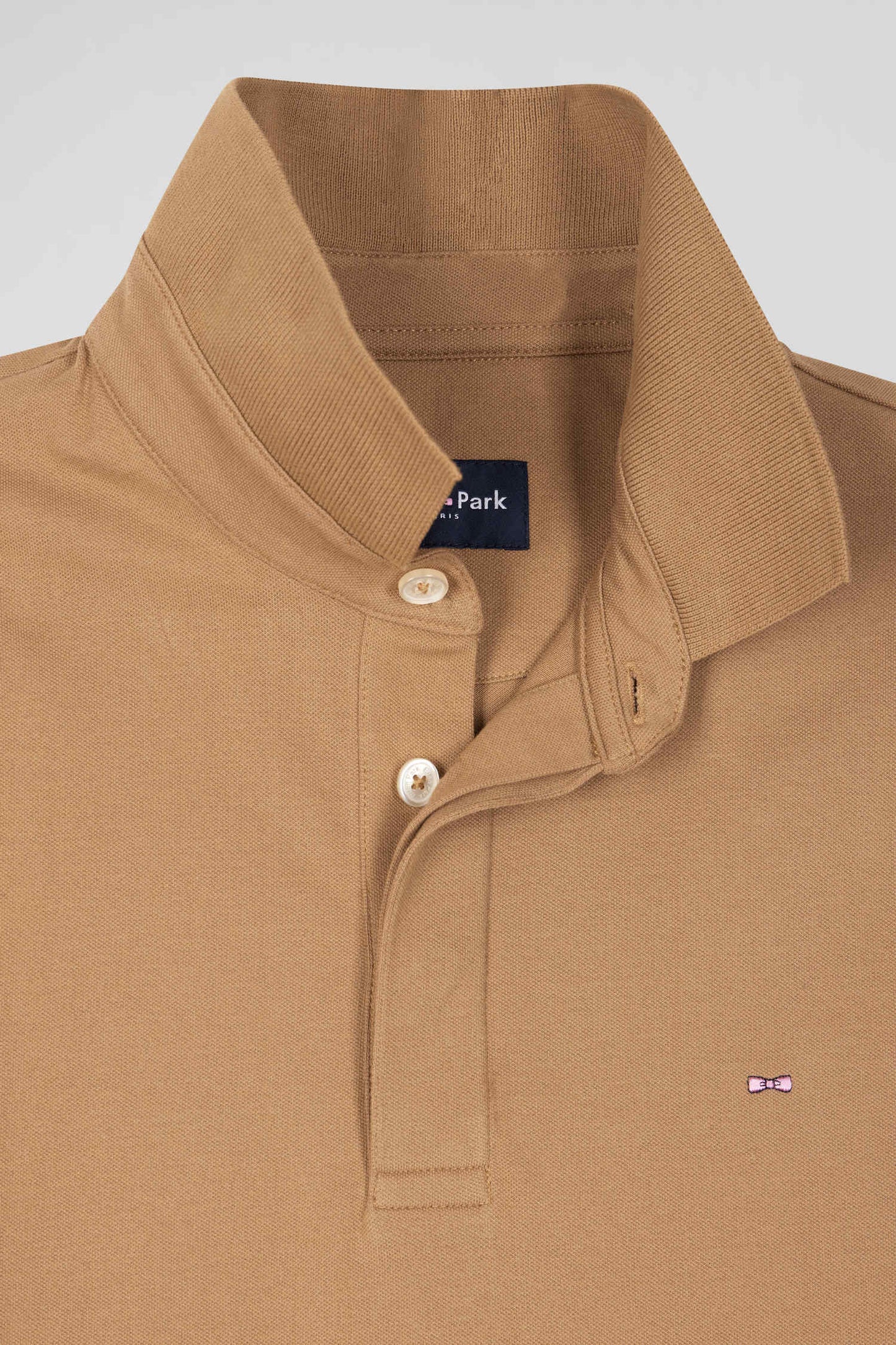 Polo manches courtes en coton stretch noisette coupe Slim