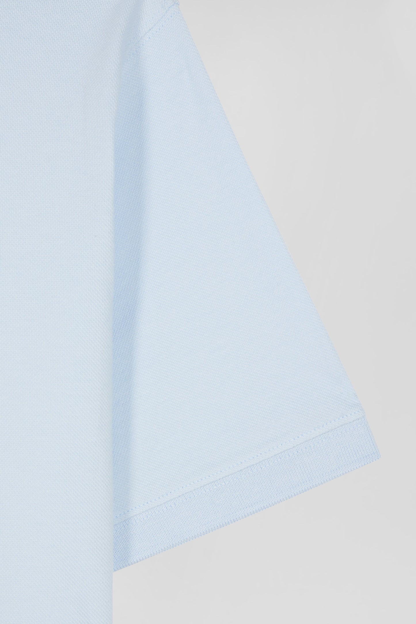 Slim sky blue short-sleeved stretch cotton polo shirt