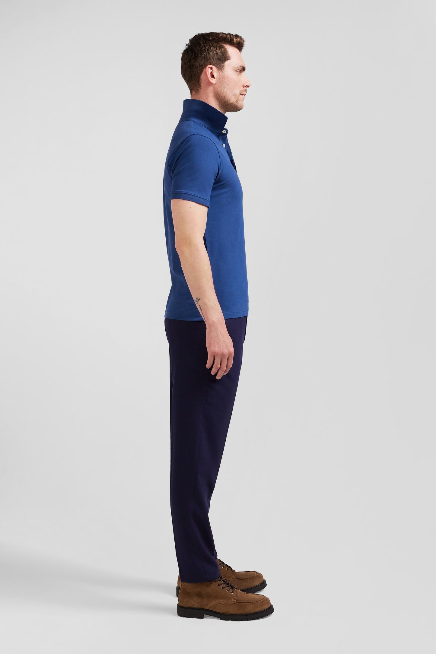 Polo manches courtes en coton stretch bleu foncé coupe Slim - Image 6