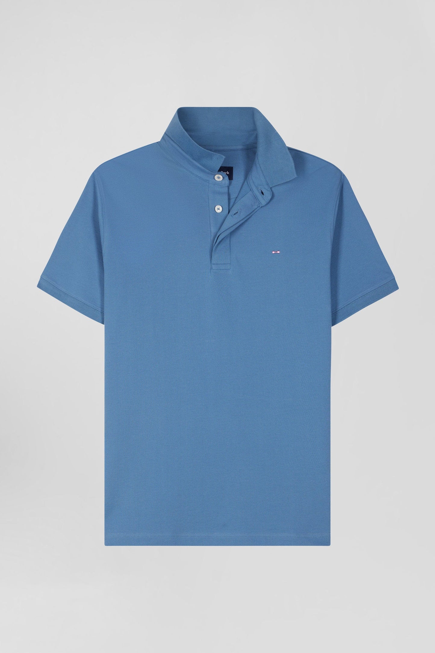 Polo manches courtes en coton stretch bleu coupe Slim - Image 2