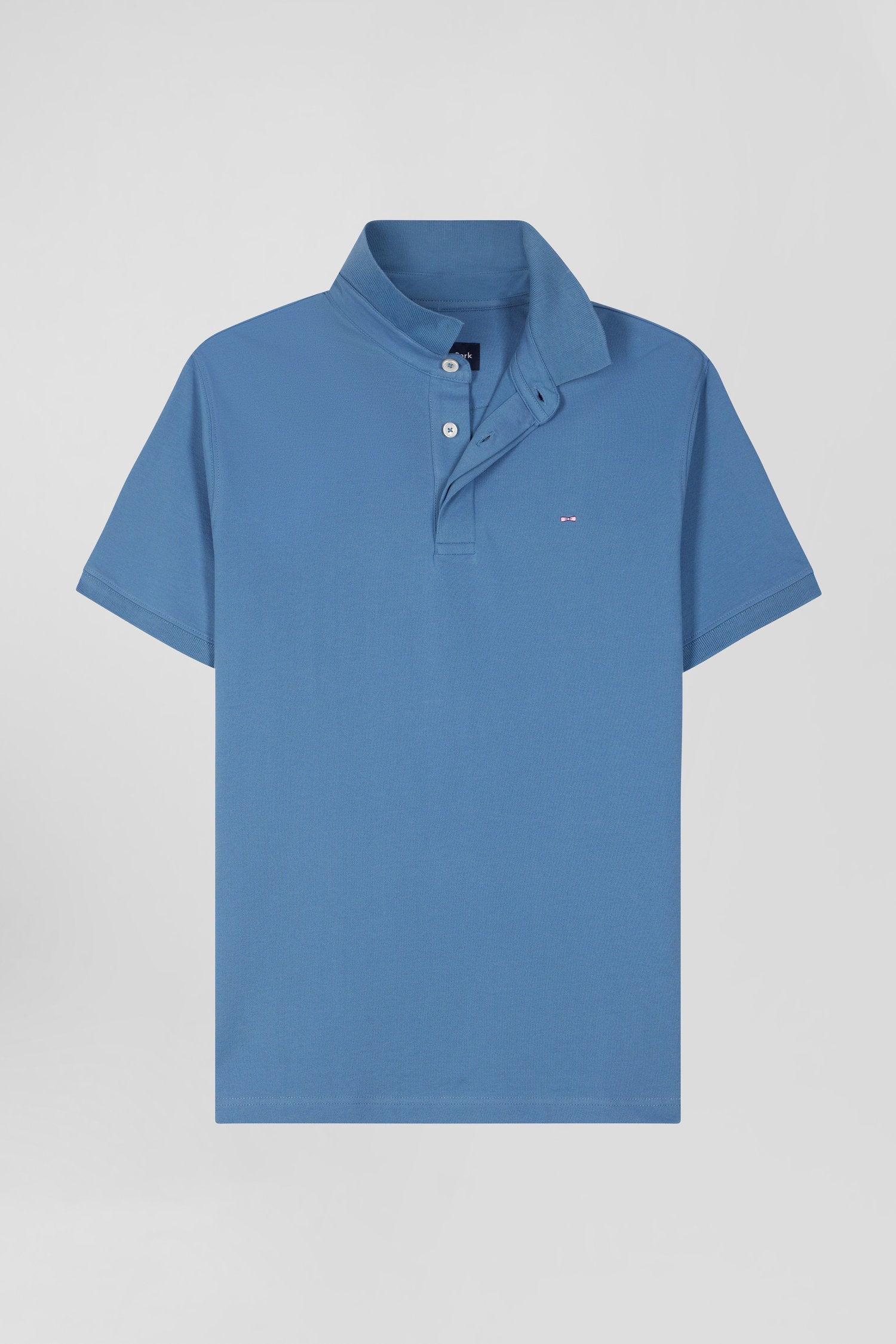 Polo manches courtes en coton stretch bleu coupe Slim