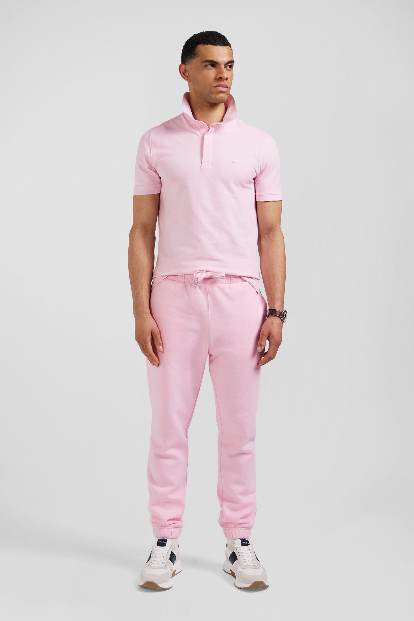 Polo manches courtes en coton stretch rose coupe Slim - Image 1