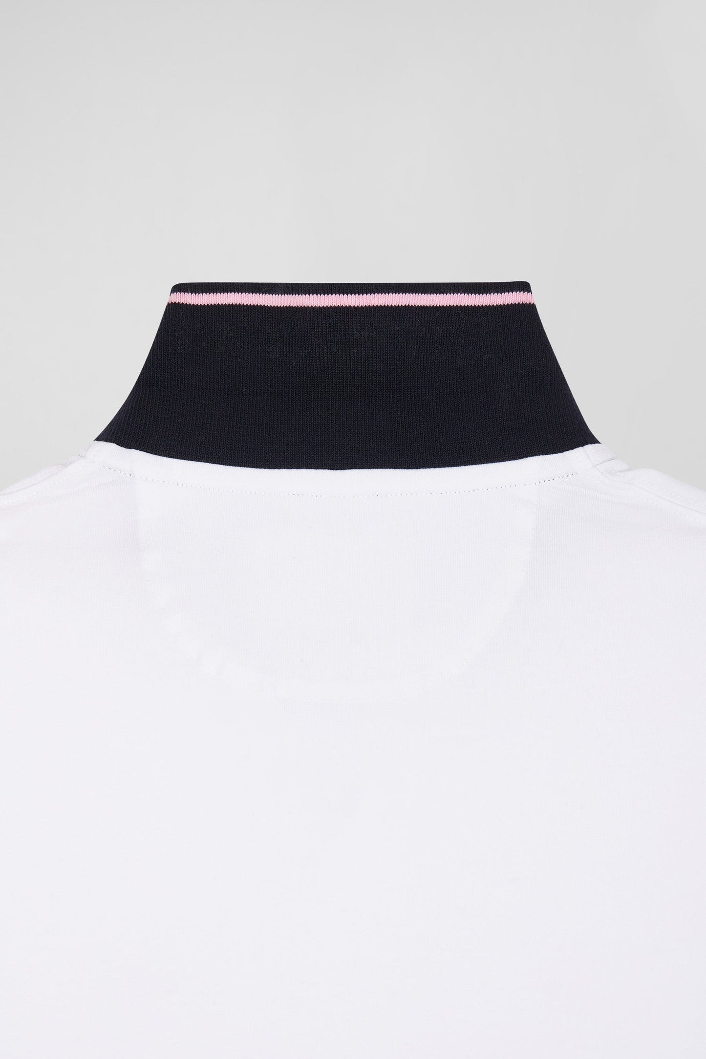 Polo manches courtes en coton stretch blanc col jacquard Eden Park coupe Slim - Image 9