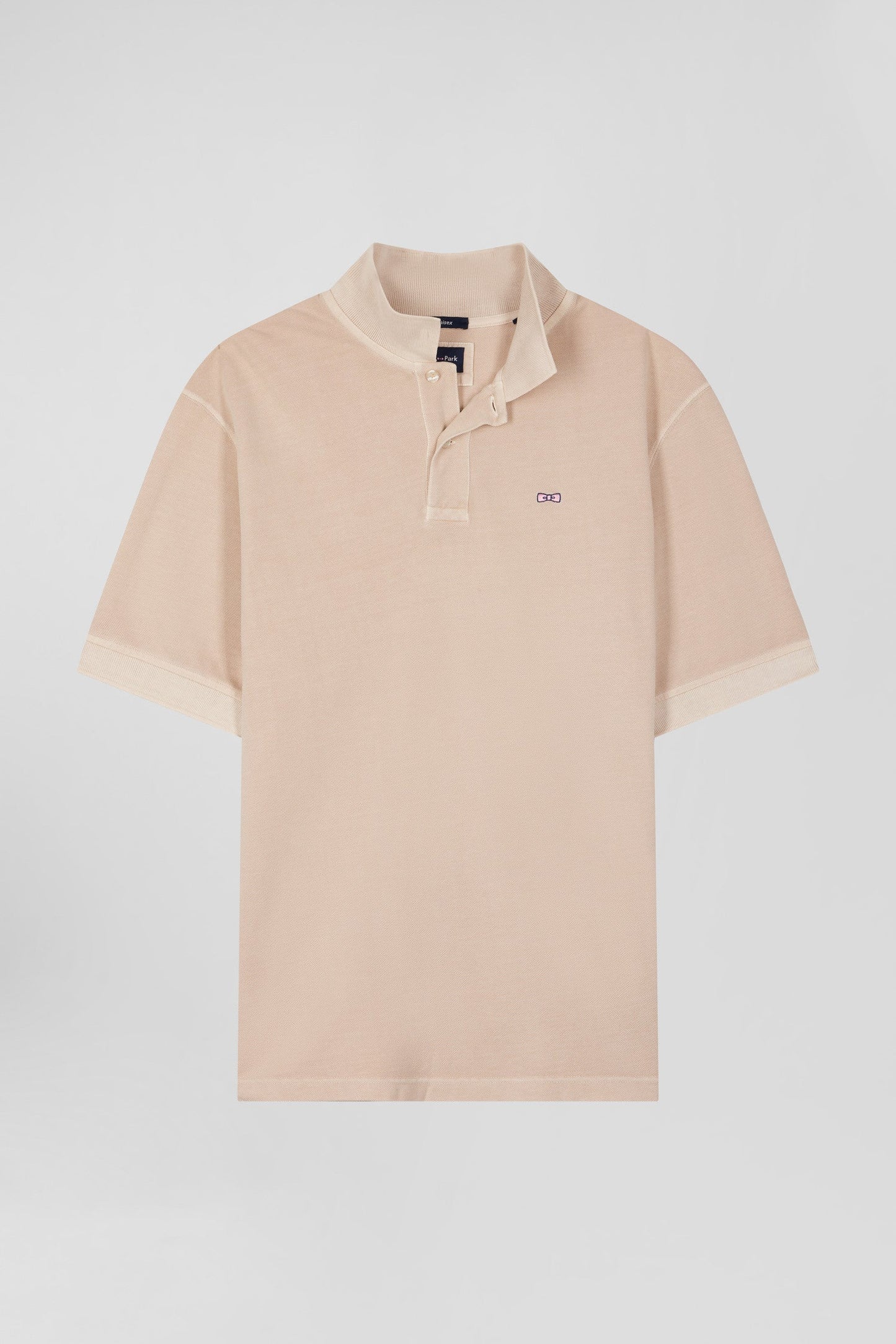 Polo manches courtes unisexe en piqué coton beige surteint coupe Oversized - Image 3