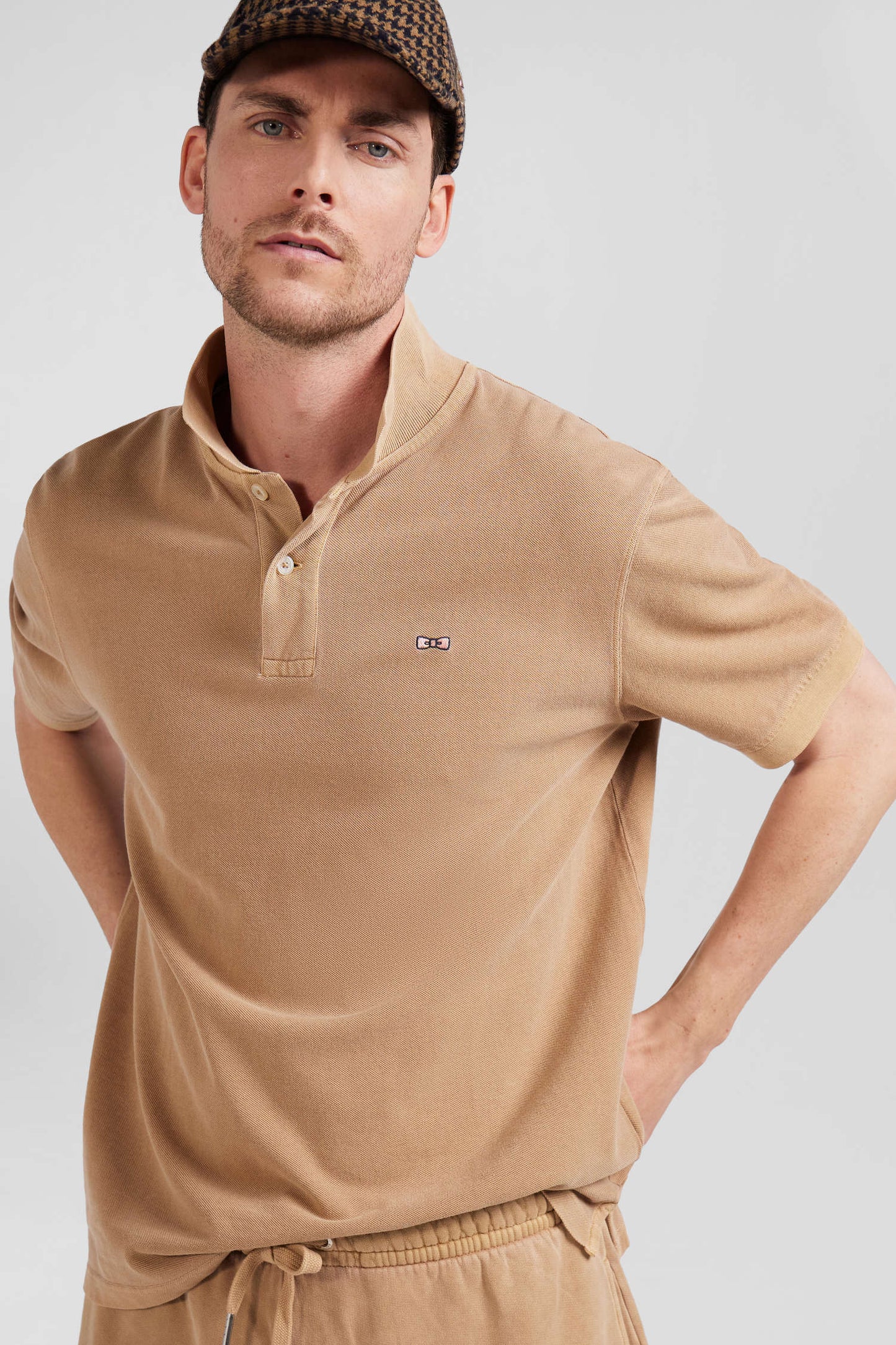 Polo manches courtes unisexe en piqué coton camel surteint coupe Oversized - Image 4