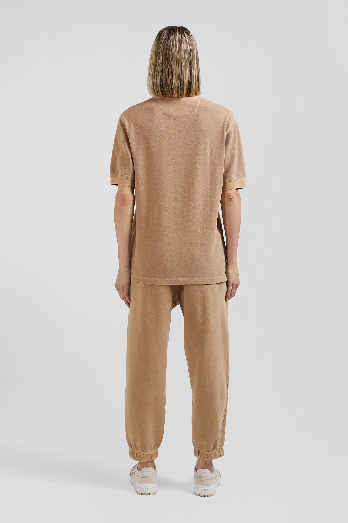 Polo manches courtes unisexe en piqué coton camel surteint coupe Oversized - Image 10