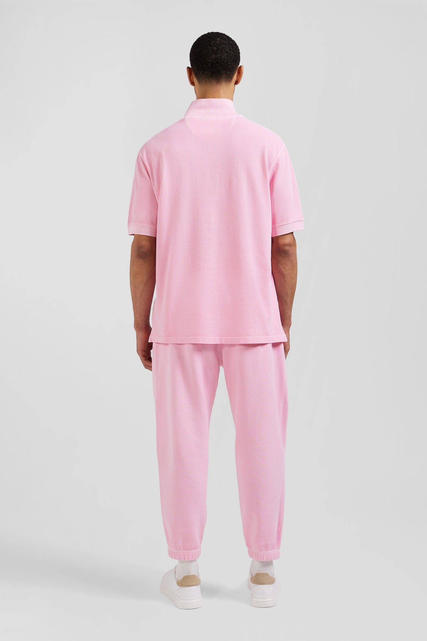 Polo manches courtes unisexe en piqué coton rose surteint coupe Oversized - Image 9