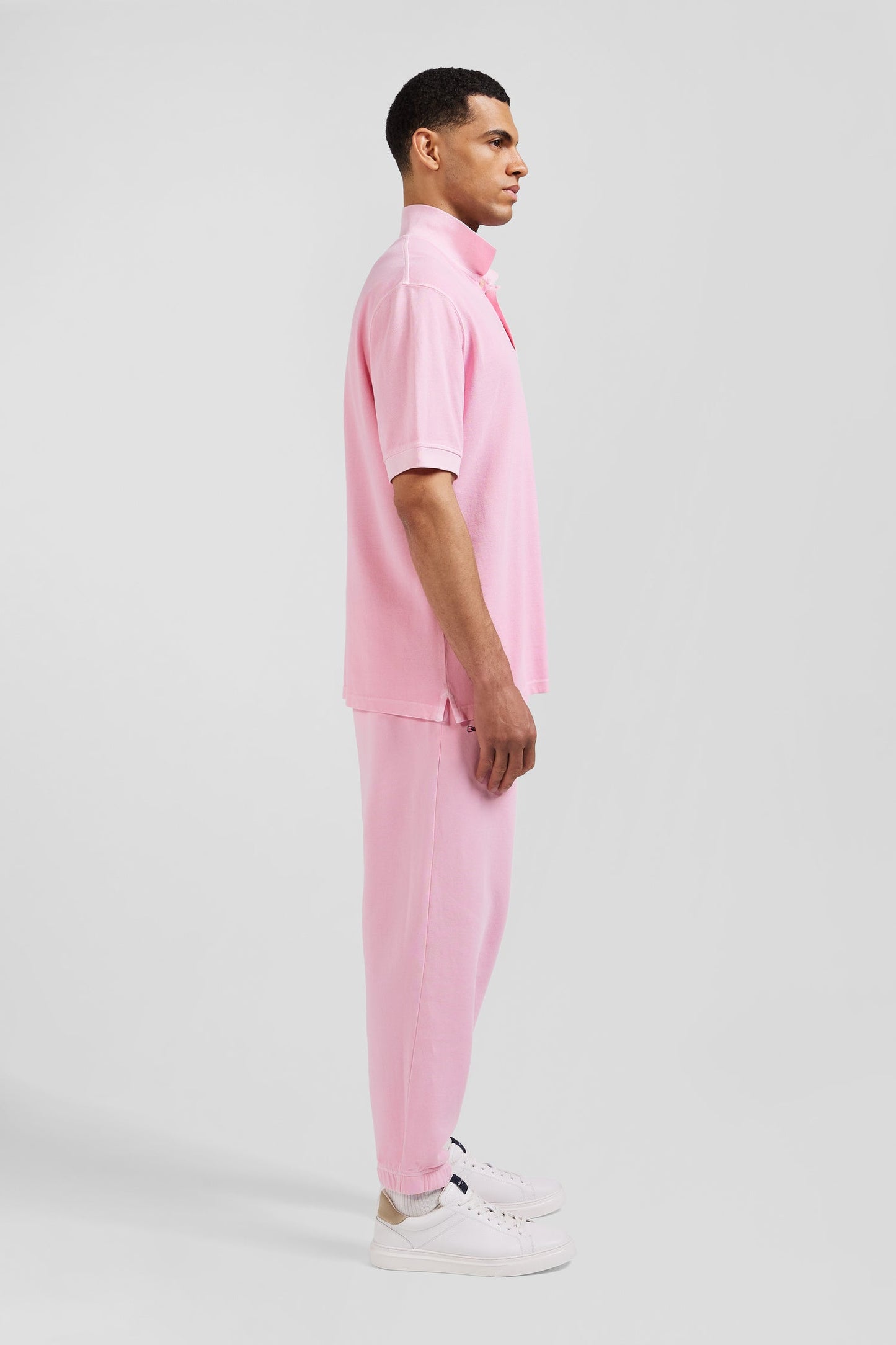 Polo manches courtes unisexe en piqué coton rose surteint coupe Oversized - Image 7