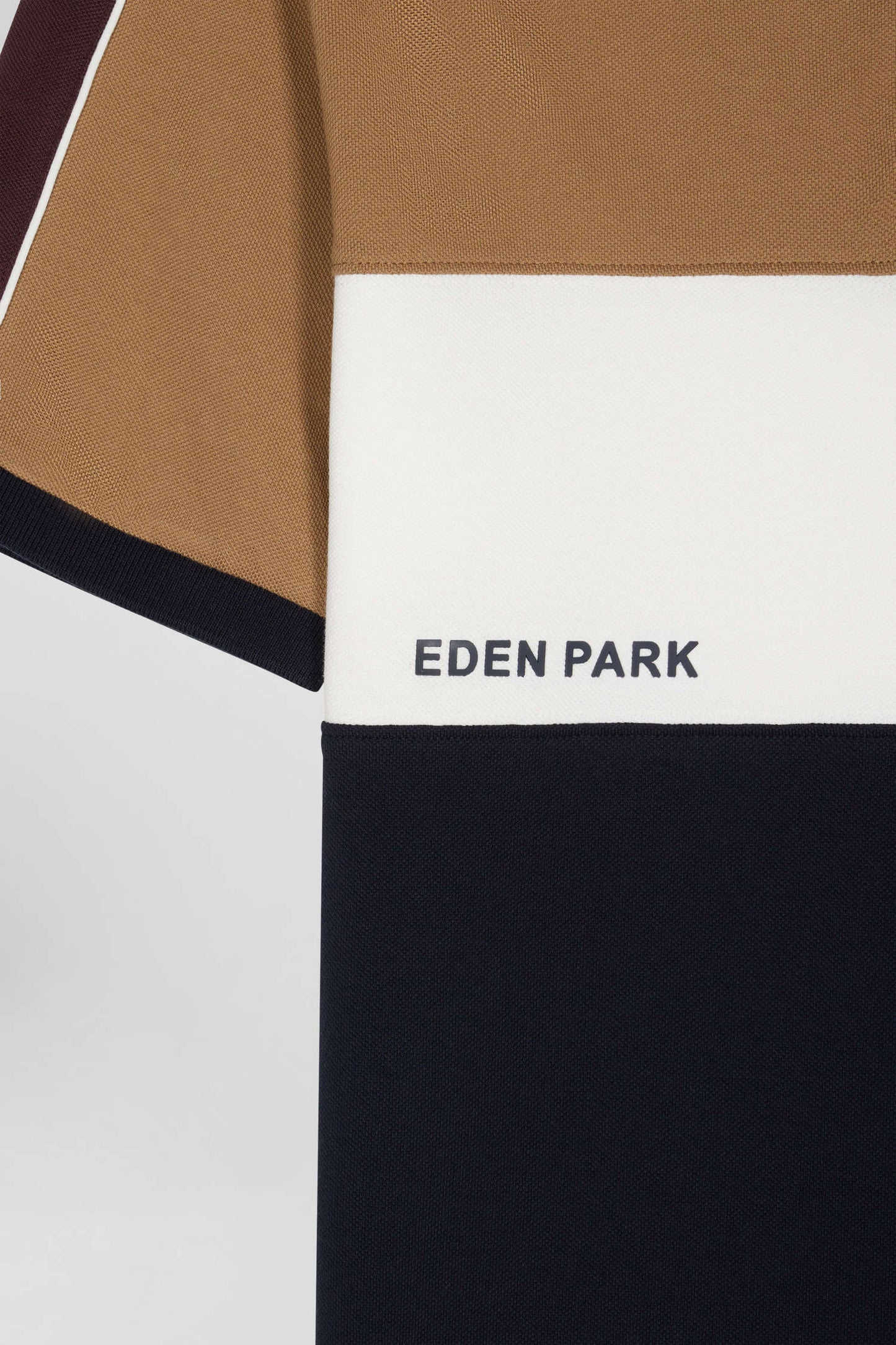 Three-tone cotton piqué polo shirt with Eden Park lettering Regular fit