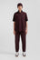 Polo manches courtes en piqué coton bordeaux détails tricolores coupe Oversized