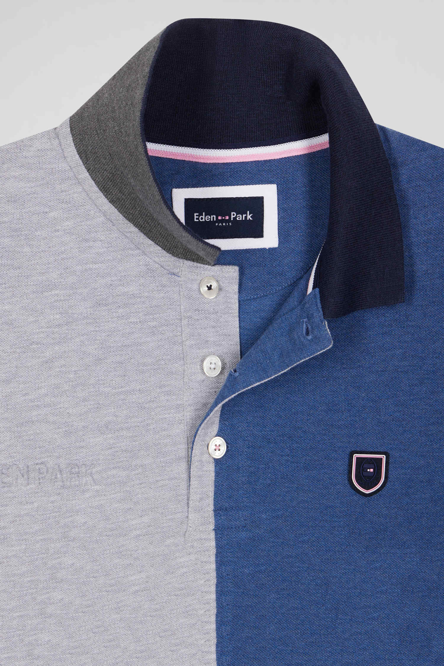 Polo manches courtes Barbarian en piqué coton bleu foncé coupe Regular