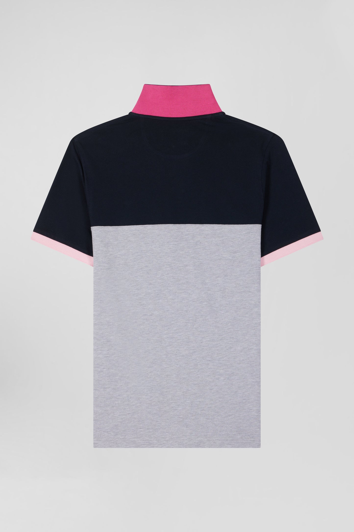 Polo manches courtes en piqué coton gris détails contrastés broderie nœud papillon coupe Regular