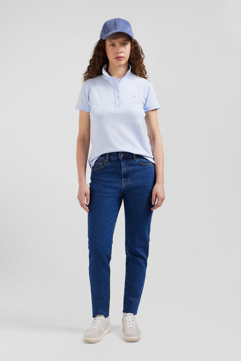 Polo manches courtes uni en coton stretch ciel coupe Slim - Image 1