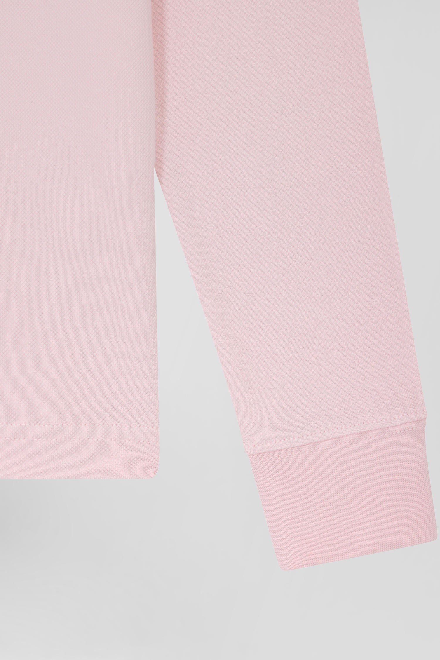 Slim pink long-sleeved stretch cotton polo shirt