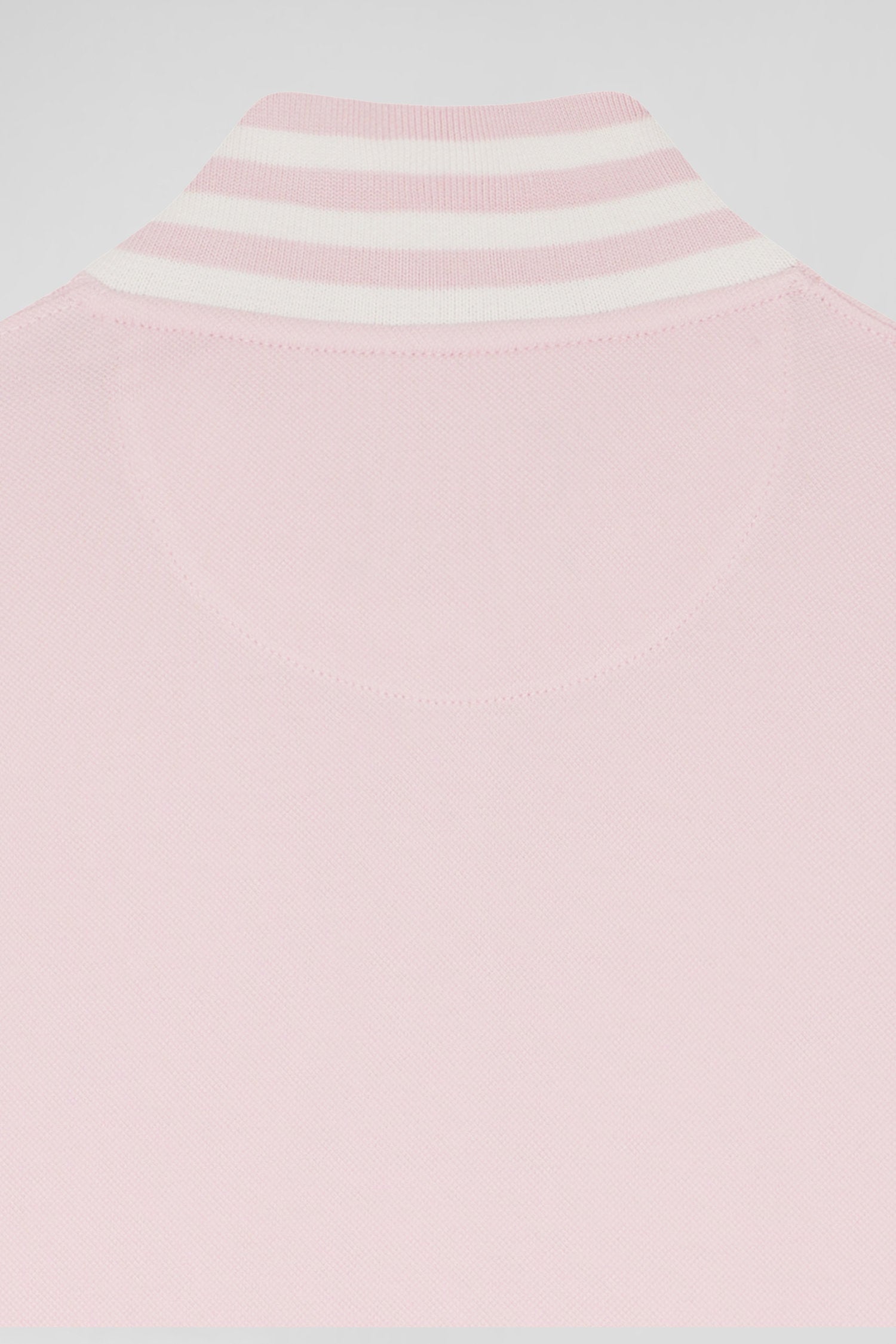 Slim pink long-sleeved stretch cotton polo shirt