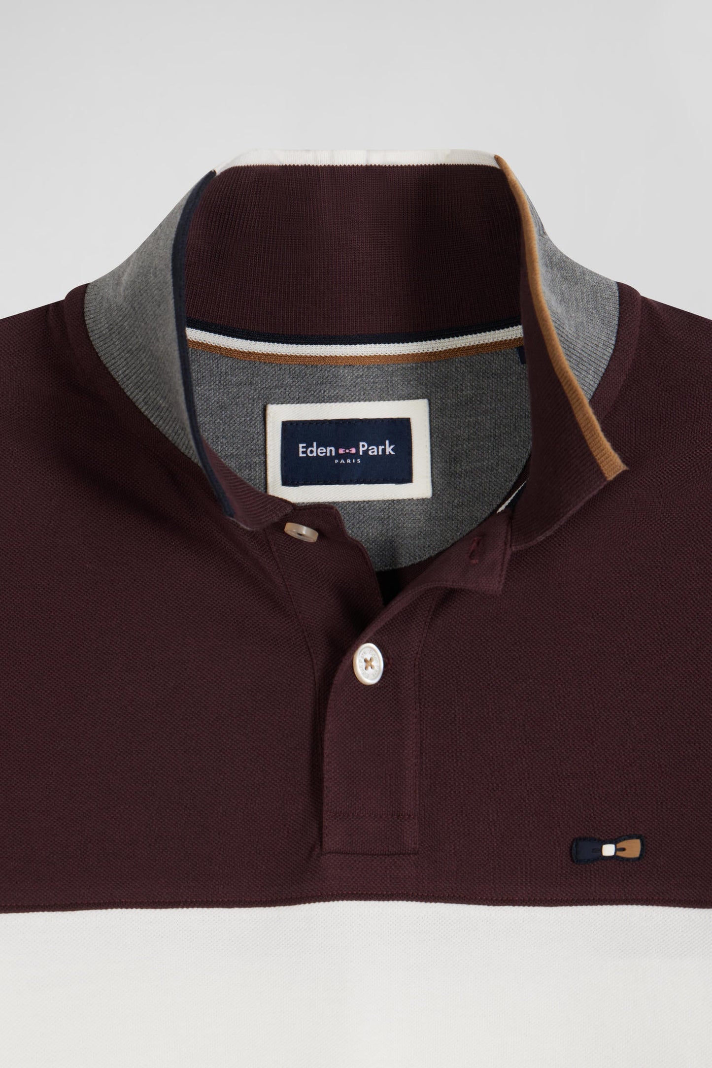 Polo manches longues colorblock en piqué coton bordeaux coupe Regular - Image 8