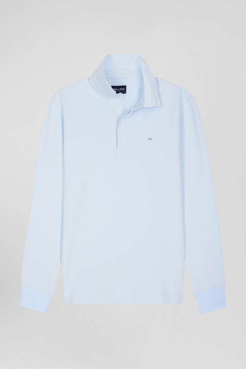 Polo manches longues en piqué coton ciel coupe Slim - Image 2