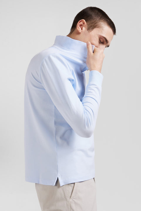 Polo manches longues en piqué coton ciel coupe Slim - Image 3