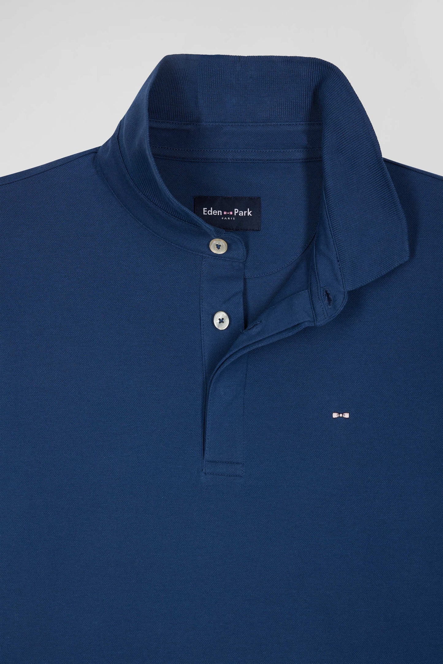 Polo manches longues en piqué coton bleu foncé coupe Slim - Image 8