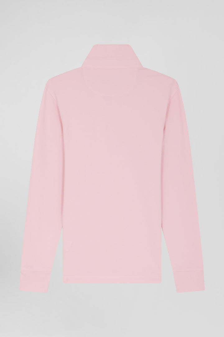 Polo manches longues en piqué coton rose coupe Slim alt view