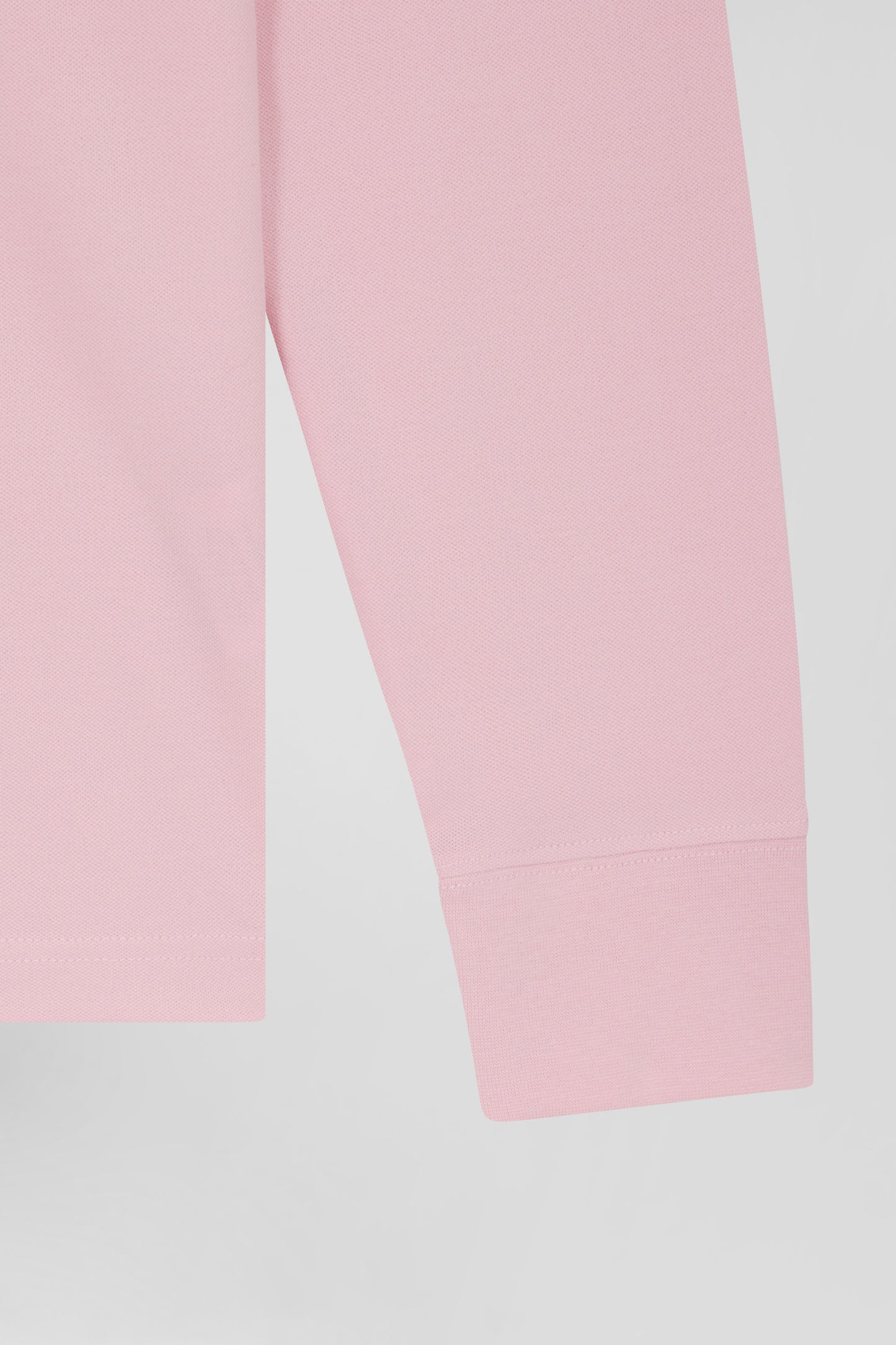 Polo manches longues en piqué coton rose coupe Slim - Image 4