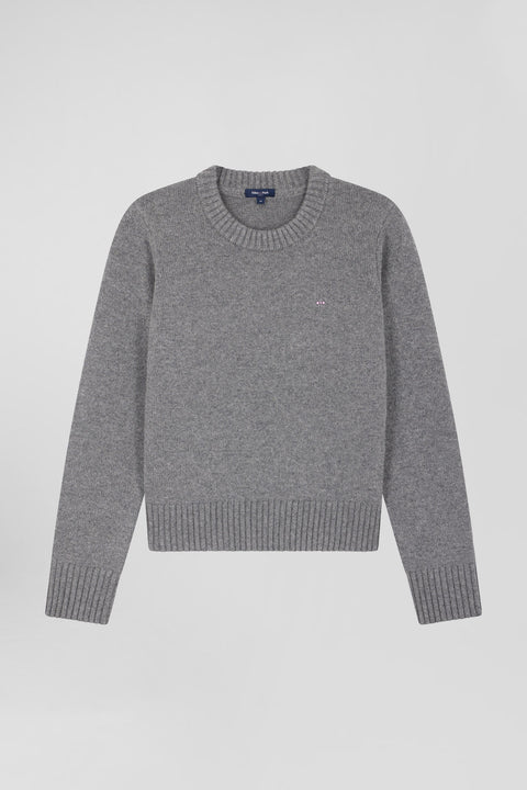Pull col rond en laine et cachemire gris coupe Regular - Image 1