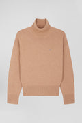 Relaxed brown wool and cotton turtleneck jumper