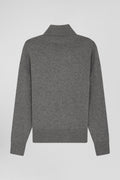 Relaxed anthracite grey wool and cotton turtleneck jumper