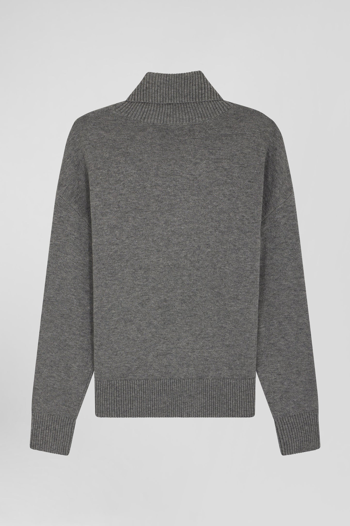 Pull col roulé en laine et coton gris anthracite coupe Relaxed