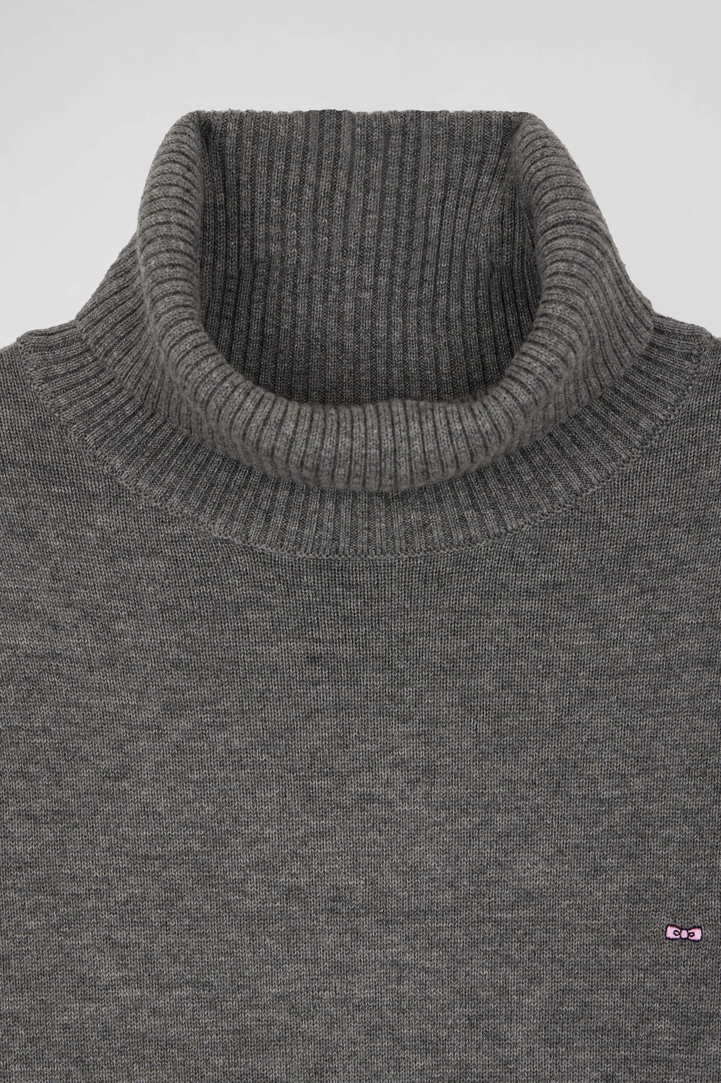 Relaxed anthracite grey wool and cotton turtleneck jumper