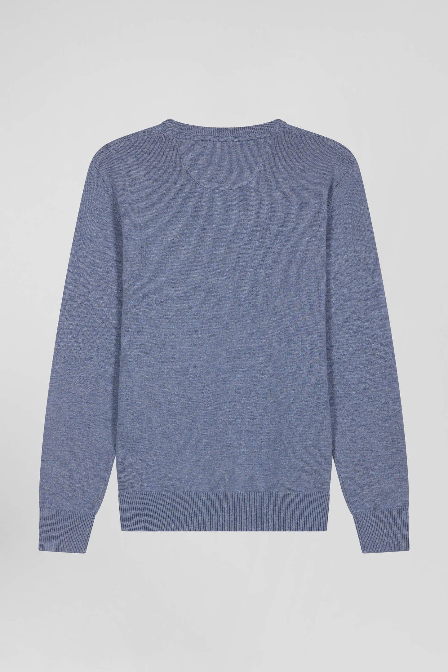 Pull col V en laine et coton bleu clair coupe Regular - Image 5