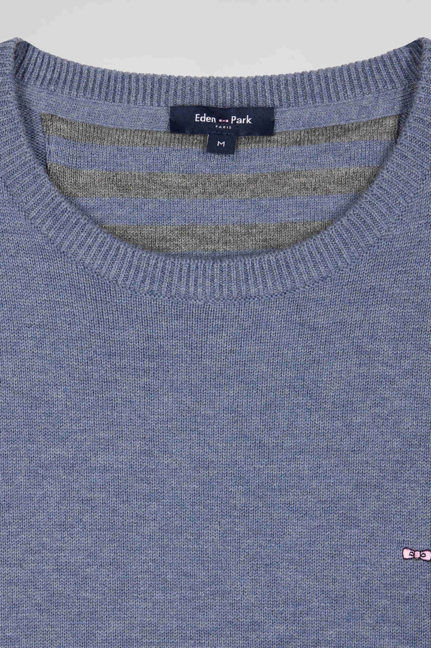 Pull col V en laine et coton bleu clair coupe Regular - Image 8